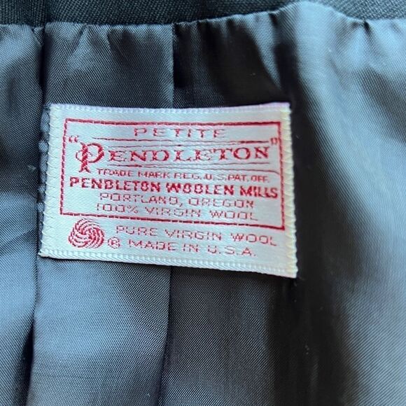 🟣 VINTAGE Pendleton 100% Virgin Wool Women’s Black Blazer size Small Petite - Picture 9 of 9